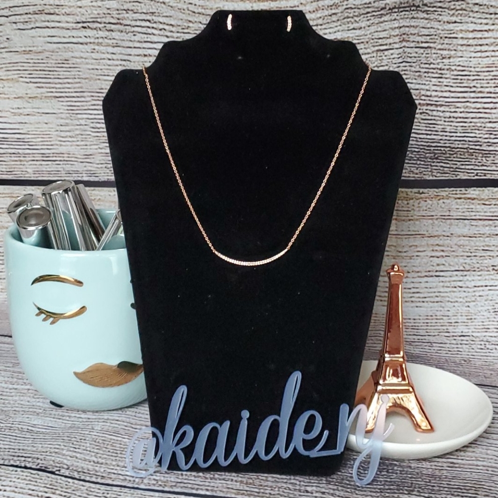 Stella & Dot Pave Side Bar Necklace - Rose Gold